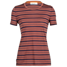 Дамска тениска Icebreaker Women Wave SS Tee Stripe червен/черен