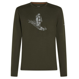 Функционална мъжка тениска Icebreaker Men Merino 200 Oasis LS Crewe SkiingYeti тъмно зелен Dk Loden