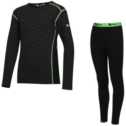 Детски функционален комплект Zulu Merino 240 Long черен/зелен Black/Green