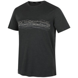 Мъжка тениска MOOA Merino Lyolite Waves 150 Short черен black melange