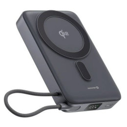 Външно зарядно устройство Swissten 10000 mAh Qi2 MagSafe power bank сив