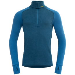 Функционална мъжка тениска  Devold Expedition Merino Silk Zip Man син FLOOD/BLUE