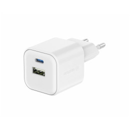 Зарядно устройство Swissten TRAVEL CHARGER GaN 1x USB-C 35W PD + 1x USB-A 27W QC бял