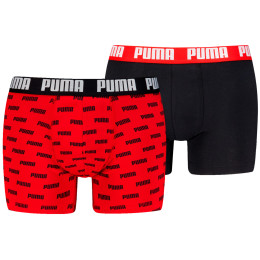 Мъжки боксерки Puma Everyday Aop Print Boxer 2P черен/червен Red / Black