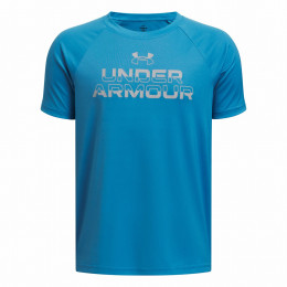 Детска тениска Under Armour Tech Split Wordmark SS-BLU син Blue