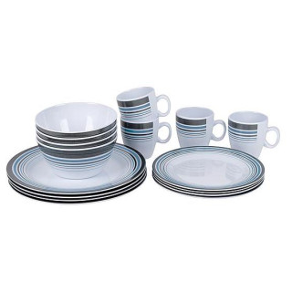 Комплект прибори Bo-Camp Dinner set 16 синьо/бял White/Navy