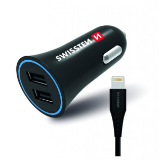 Адаптер за кола Swissten Car Charger + Lightning Cable черен