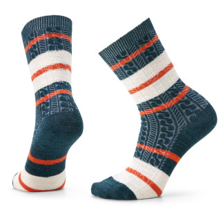 Дамски чорапи Smartwool W Everyday Striped Cable Crew - Recycled синьо/бял