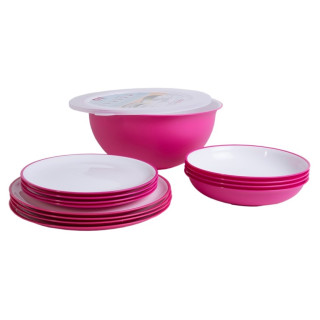 Комплект съдове Omada Sanaliving Pic-Nic Set 14 ks розов Fucsia