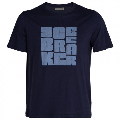 Мъжка тениска Icebreaker Central SS Tee Type Stack тъмно син MidnightNavy