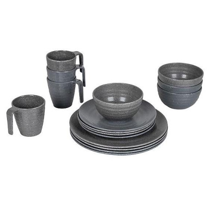 Комплект прибори Bo-Camp Tableware 100% Melamine Stone сив Grey