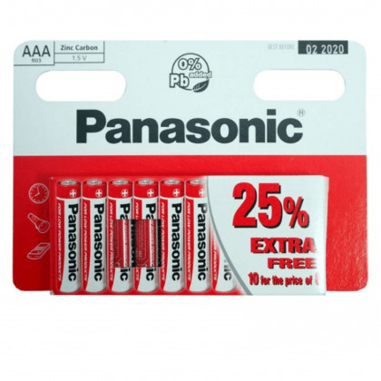 Батерия Panasonic Zinc C AAA/10 бяло/червен