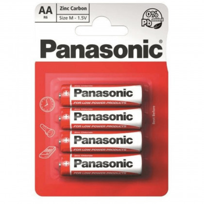 Батерия Panasonic Zinc AA/4 бяло/червен