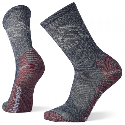 Мъжки чорапи Smartwool HIKE CE LC MOUNTAIN PATTERN CREW сив/червен