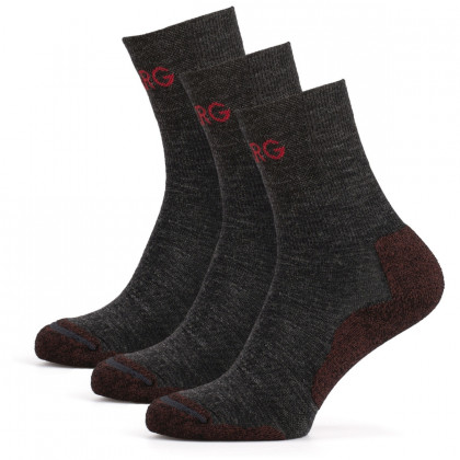 Дамски чорапи Warg Trek Merino 3-pack сив/червен