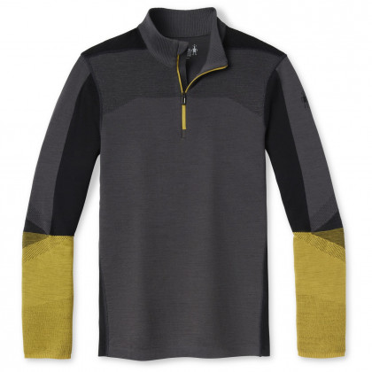 Функционална мъжка тениска  Smartwool Intraknit Merino 200 Colorblock 1/4 Zip сив/жълт ForgedIron