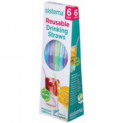 Сламка Sistema Reusable Drinking Straws 6 смес от цветове