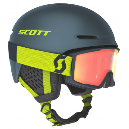 Скиорска каска Scott Helmet Track + brýle Factor сив/зелен storm grey/ultralime yellow