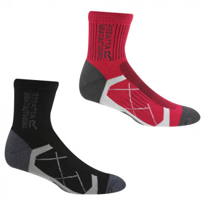 Дамски чорапи Regatta Ladies 2pk Sock черен/червен Blk/Cherypnk