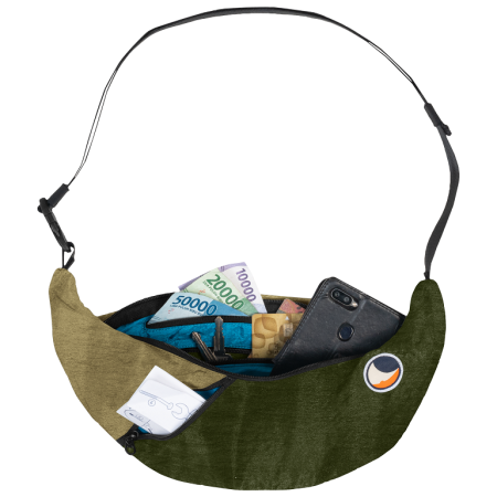 Чанта за кръста Ticket to the moon Upcycled Sling Bag каки Army Green / Brown
