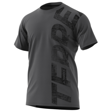 Изложен модел  мъжка тениска Adidas Trail Cross Tee тъмно сив Grefiv