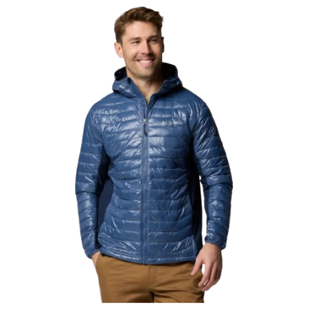 Мъжко яке Columbia Powder Pass™ Hybrid Hooded Jacket син Dark Mountain, Collegiate Navy
