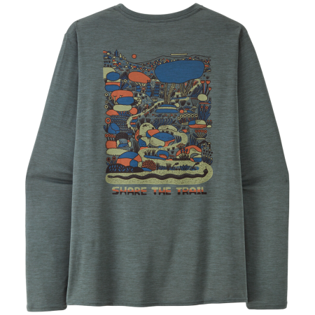 Мъжка тениска Patagonia M's L/S Cap Cool Daily Graphic Shirt - Lands зелен Commontrail: Nouveau Green X-Dye