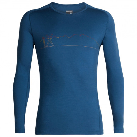 Мъжка тениска Icebreaker Mens 200 Oasis Deluxe Raglan LS Crewe Single Line Ski син PrussianBlue