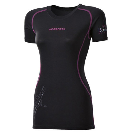 Дамска тениска Progress Triko E NKRZ 28OA (2016) черен/лилав Black/PurpleStitching