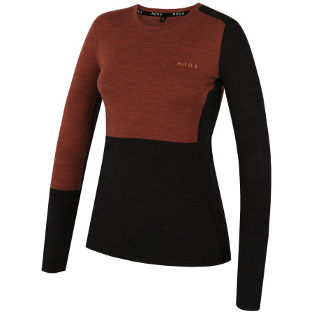 Дамска тениска MOOA MerinoSilk Block 160 long оранжев cinnamon melange