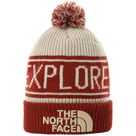 Шапка The North Face Retro Tnf Pom Beanie бяло/червен BrickHouseRed/Flax
