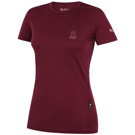 Дамска тениска Zulu Merino Fire 160 Short винен wine