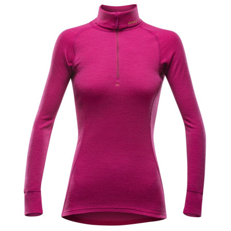 Дамска тениска Devold Duo Active Woman Zip Neck червен/розов Cerise