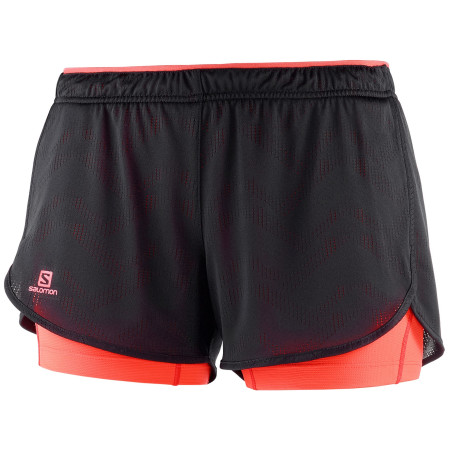 Дамски къси панталони Salomon Agile 2in1 Short W черен/оранжев Black/FieryCoral