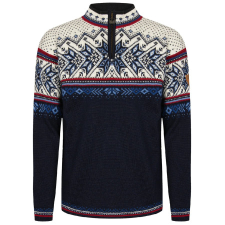 Мъжки пуловер Dale of Norway Vail Masc Sweater тъмно син Midnightnavy Redrose Offwhite