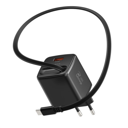 Адаптор Swissten SlideCharge Gan 45W, 1X USB-A 18W + kabel USB-C 0,75 m