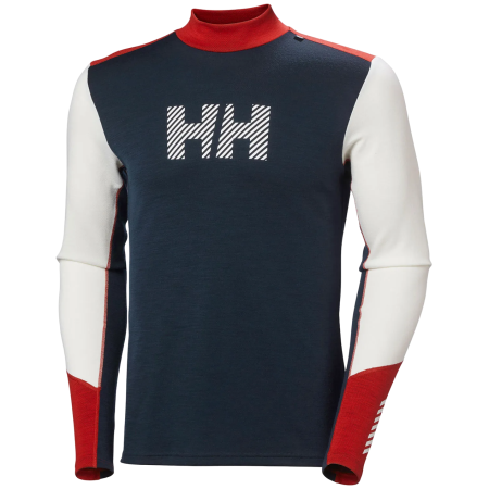 Функционална мъжка тениска Helly Hansen Lifa Merino Midw Logo бял/син Offwhite