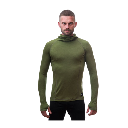 Функционална мъжка тениска Sensor Merino DF с дълъг ръкав и качулка