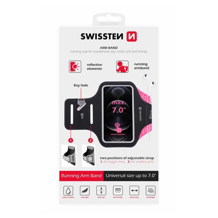 Калъф за телефон Swissten ARMBAND CASE 7,0" черно/розово