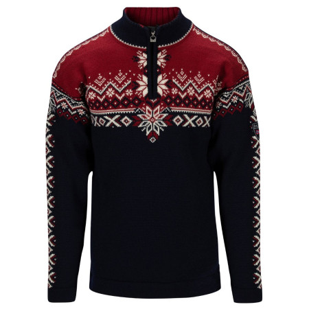Мъжки пуловер Dale of Norway 140th Anniversary Masc Sweater тъмно син Navy Redrose Offwhite