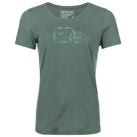 Дамска функционална блуза Ortovox 120 Cool Tec Leaf Logo Ts W сив/зелен