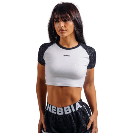 Дамска тениска Nebbia Crop Top Leopard '97 Primal черен BLACK LEOPARD