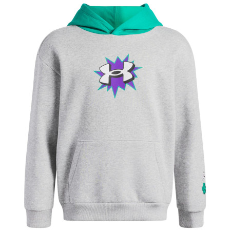 Детска функционална тениска Under Armour UA B Rival FLC Graphics Hd Mod Gray Light Heather светло сив Mod Gray Light Heather / Geode Green / White