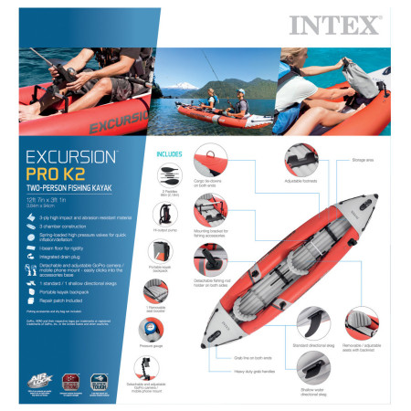 Надуваем каяк Intex Excursion PRO Kayak 68309NP