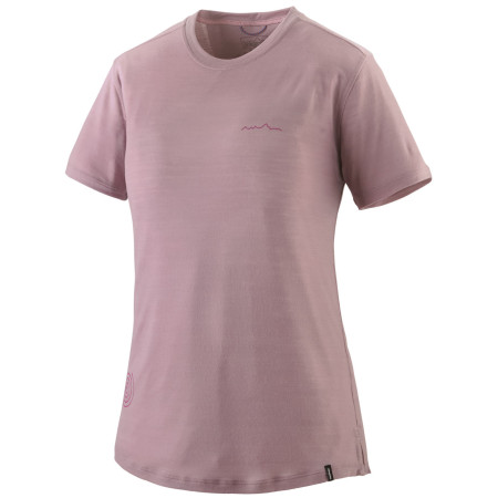 Дамска тениска Patagonia Women's Capilene Cool Merino Blend Graphic Shirt розов Multi-Pitch: Quiet Violet