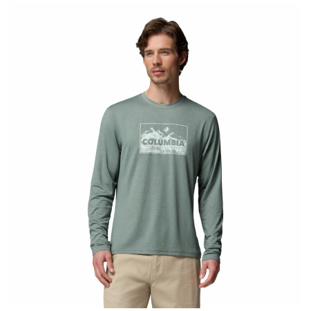 Мъжка тениска Columbia Parsons Point™ Ls Graphic Tee светло зелен Sedona Sage Heather Framed Peakscape