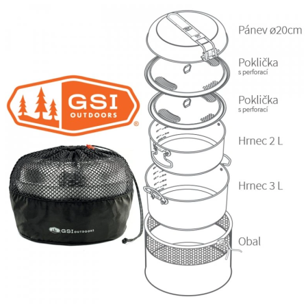 Комплект прибори GSI Outdoors Glacier Stainless Base Camper Medium