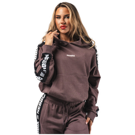 Дамски суитшърт Nebbia Classic Hoodie OFF-DUTY 489 кафяв DARK BROWN