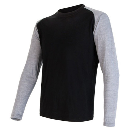 Мъжка тениска Sensor Merino Wool PT Logo dl.r. сив/черен Black/Gray