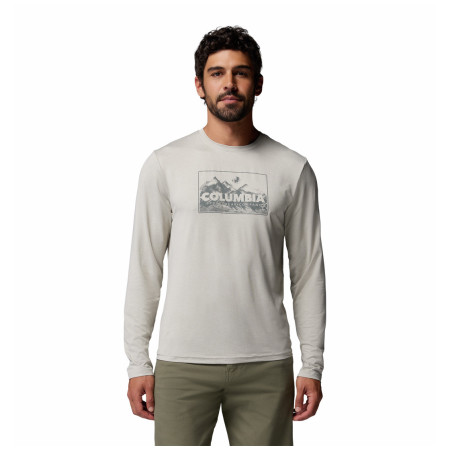 Мъжка тениска Columbia Parsons Point™ Ls Graphic Tee бежов Dark Stone Heather Framed Peakscape